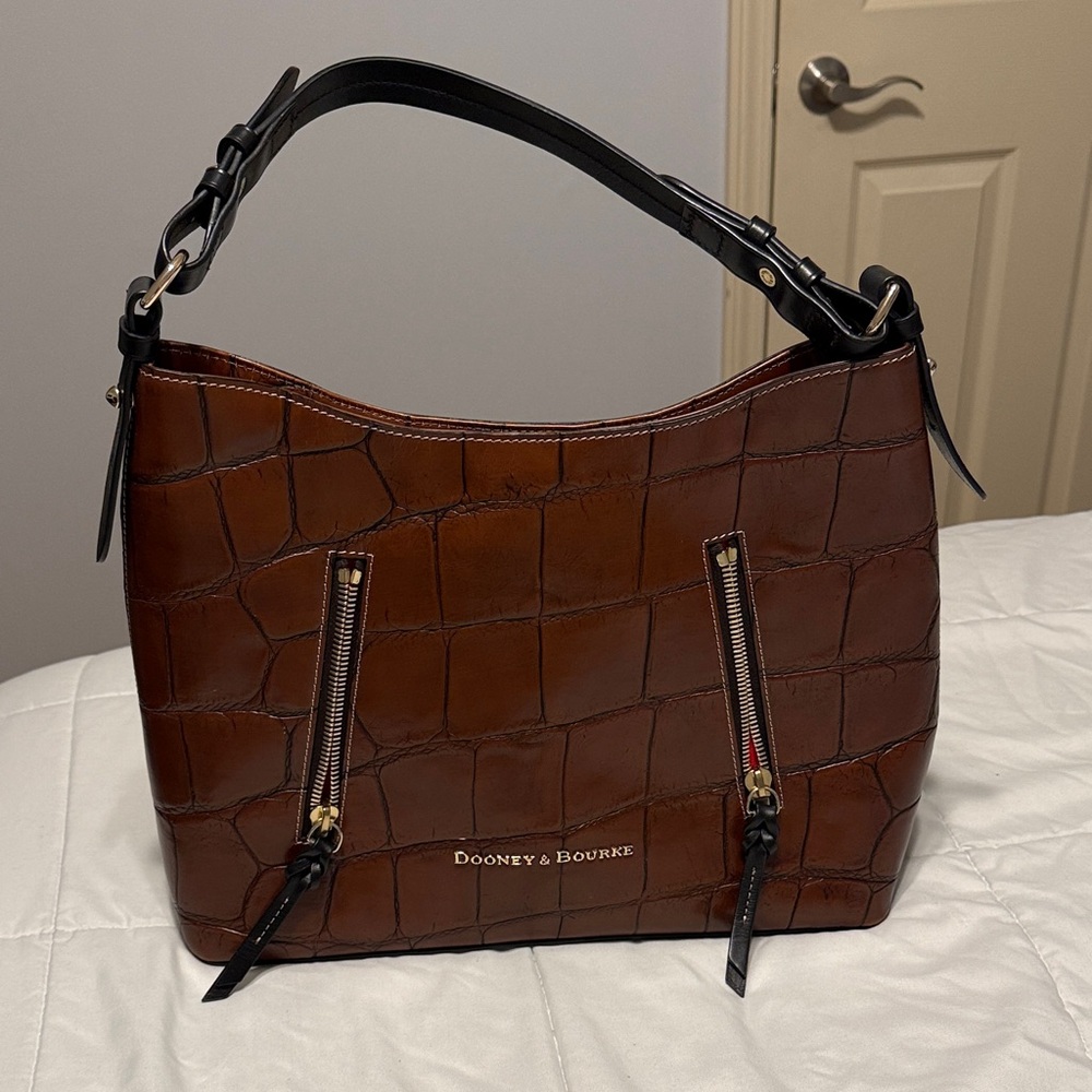 Dooney & Bourke Tan Croc-Embossed Shoulder Bag